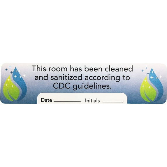 This Room Has Been Cleaned & Sanitized Removable labels | 1 x 4" Inch | 500 Pack