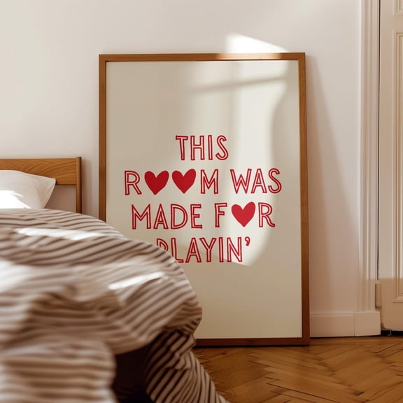 This Room Was Made For Playing Print Girly Room Decor Minimal Heart Font Print Home Decor #2962, 8x12 UNFRAMED