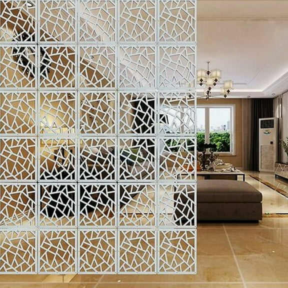 This Set Of 12 Eco-Friendly Pvc Room Dividers Simple Modern Carved Partition 29Cm X 29Cm White