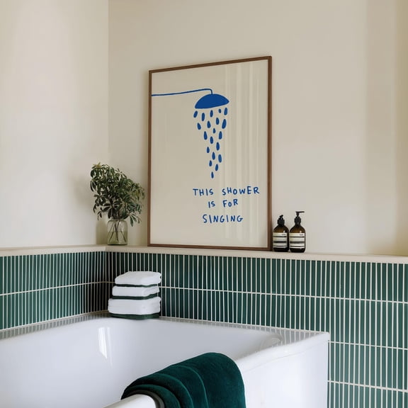 This Shower Is For Singing Bathroom Sign Cute Musical Bath Decor 2 Unframed Paper Print