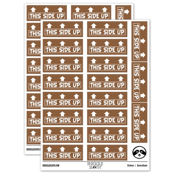 This Side Up Arrows Box Crate Shipment Sticker Set - Brown - Matte Finish - 2.00" Large