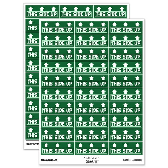 This Side Up Arrows Box Crate Shipment Sticker Set - Dark Green - Gloss Finish - 1.75" Medium