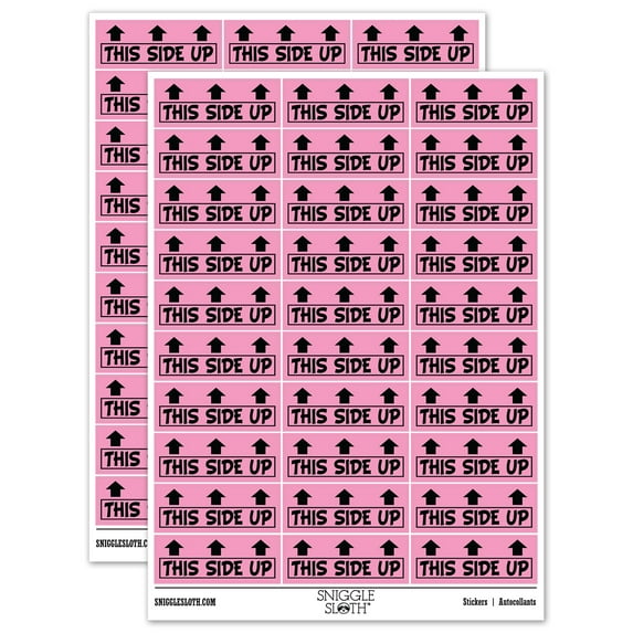 This Side Up Arrows Box Crate Shipment Sticker Set - Light Pink - Gloss Finish - 1.75" Medium