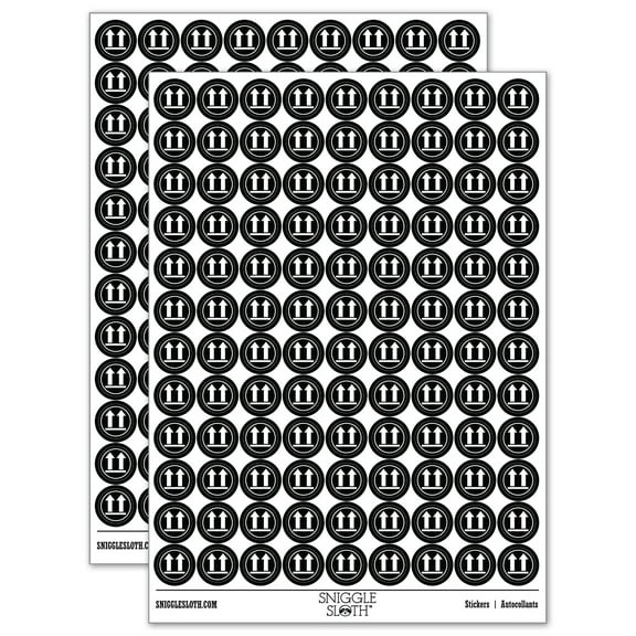 This Side Up Symbol Icon Round Sticker Set - Black - Gloss Finish - 0.50" Size