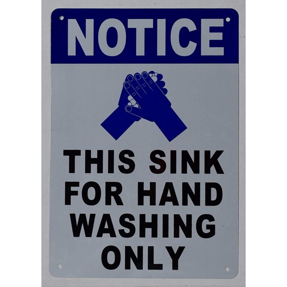 This Sink for Hand Washing ONLY Sign with English Text and Symbol Sign (White, Rust Free-Aluminium, Size 7X10) (ref-2201)