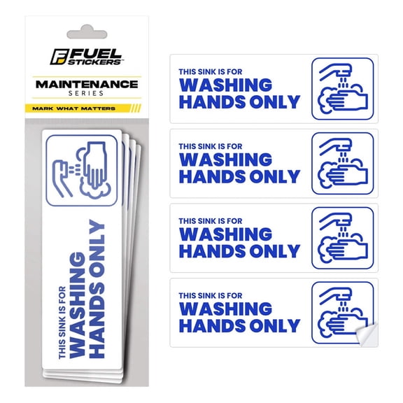 This Sink for Hand Washing Only Sticker | Size: 6x2 inch | 4 Pack