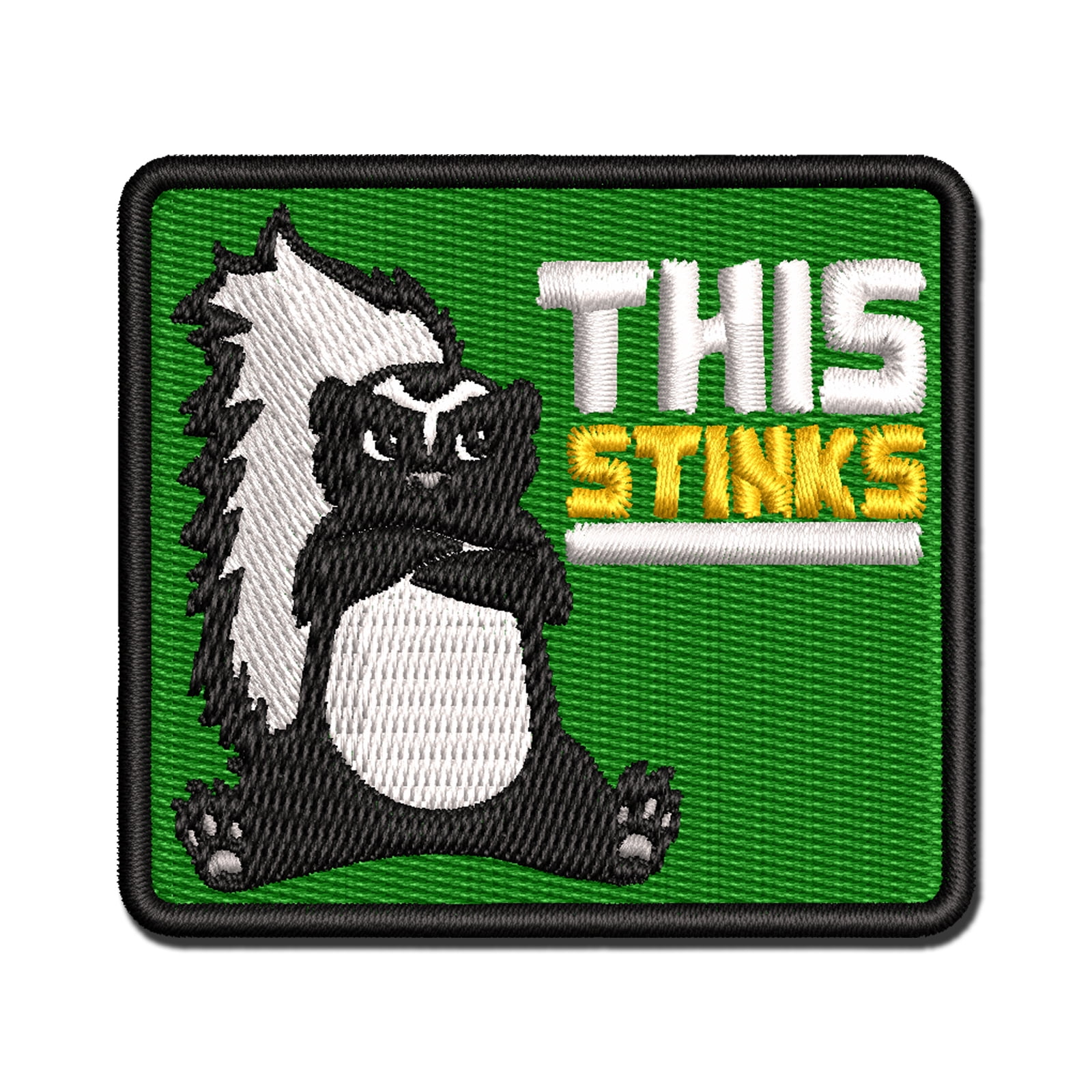 This Stinks Says the Grumpy Skunk Applique Multi-Color Embroidered Iron-On Patch - 3.5 Inch Large
