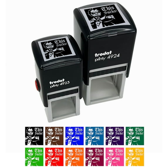 This Sucks Dracula Vampire Halloween Self-Inking Rubber Stamp Ink Stamper - Orange Ink - Small 1 Inch