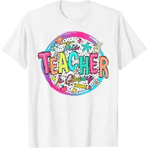 This Teacher Is Glowing Hello Summer Funny End Of School T-Shirt Unisex S-5XL Hot Trending Shirt, Vintage Birthday Gift