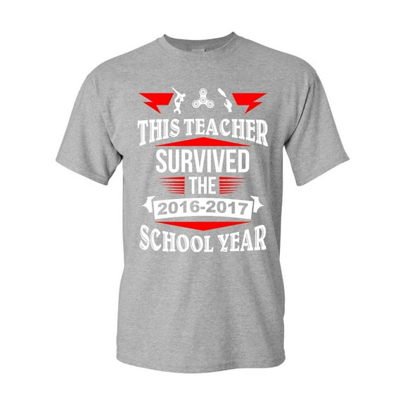 This Teacher Survived 2016-2017 School Year Fidget Funny DT Adult T-Shirt Tee