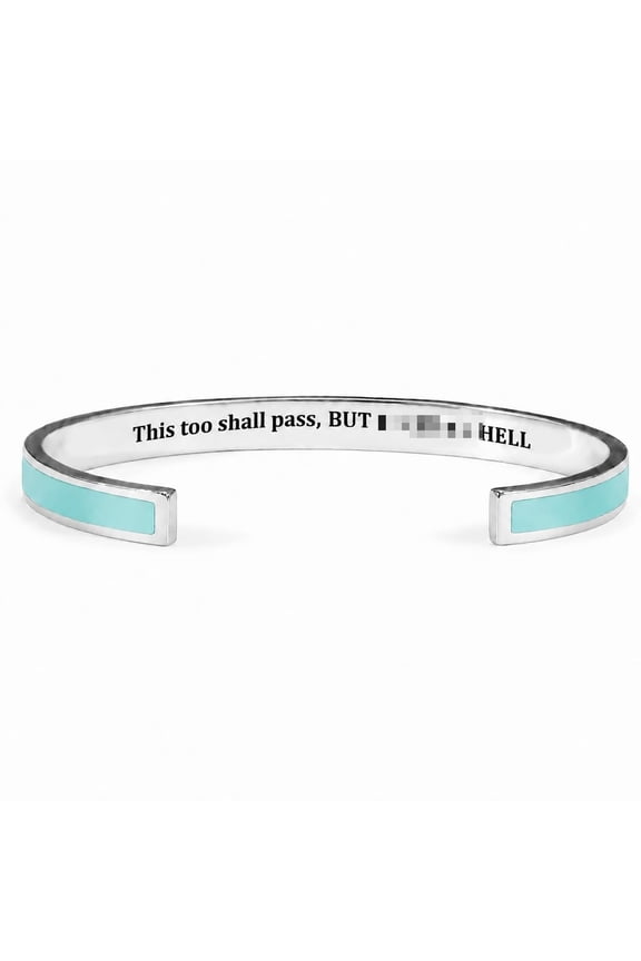 "This Too Shall Pass" Cuff Bracelet for Women - Hidden Inspirational Message Engraved, Stainless Steel Adjustable Encouragement Gift