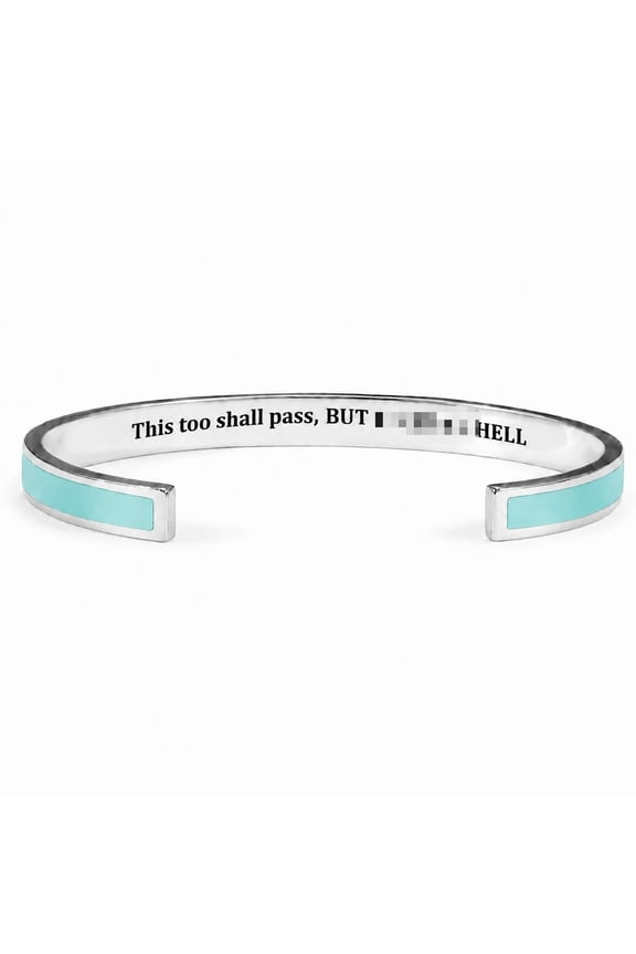 "This Too Shall Pass" Cuff Bracelet for Women - Hidden Inspirational Message Engraved, Stainless Steel Adjustable Encouragement Gift