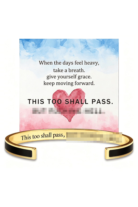 "This Too Shall Pass" Cuff Bracelet for Women - Stainless Steel Adjustable Jewelry, Inspirational Gift for Sister Friend