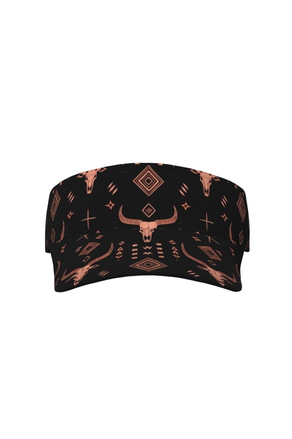 This Unisex Sunshade Open-Top Hat Features An Open-Top Design That Is Not Stuffy And Has A Curved Eave Bohemian Cow Skull