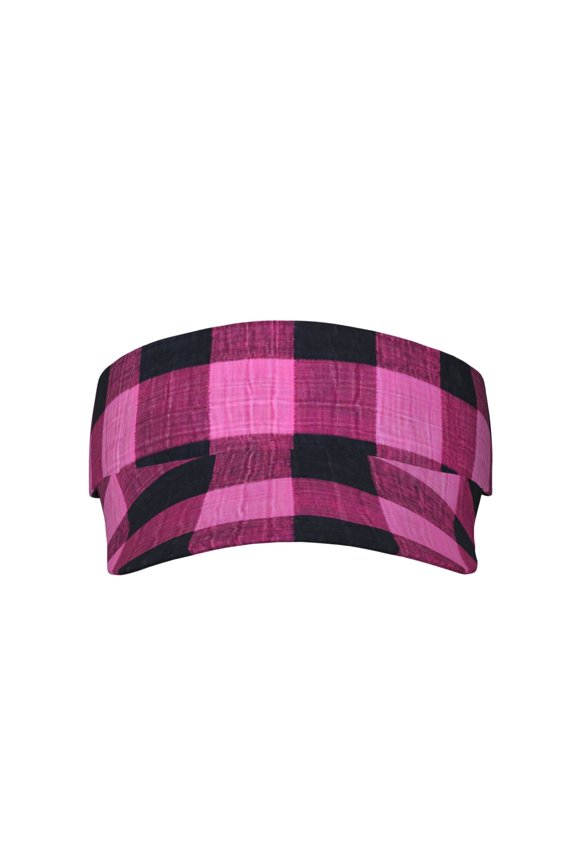 This Unisex Sunshade Open-Top Hat Features An Open-Top Design That Is Not Stuffy And Has A Curved Eave Hotpink Buffalo Plaid Check Tartan Scotland_2