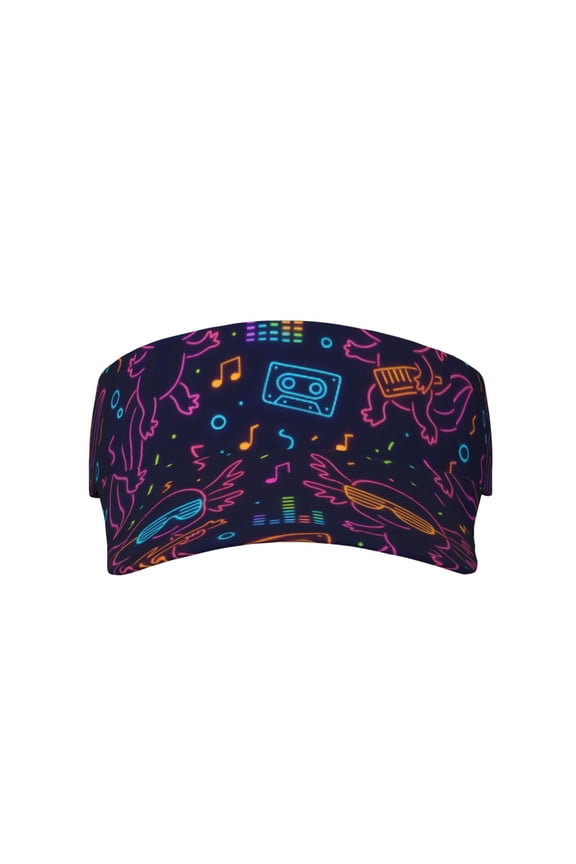 This Unisex Sunshade Open-Top Hat Features An Open-Top Design That Is Not Stuffy And Has A Curved Eave Neon Party Axolotls - 80s Synthwave