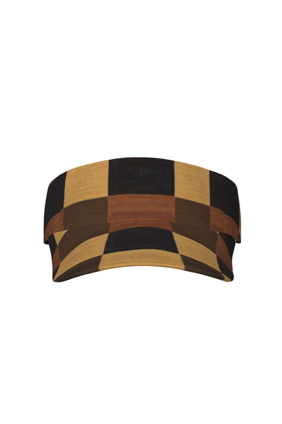 This Unisex Sunshade Open-Top Hat Features An Open-Top Design That Is Not Stuffy And Has A Curved Eave Plaid Fall Camo Brown_4
