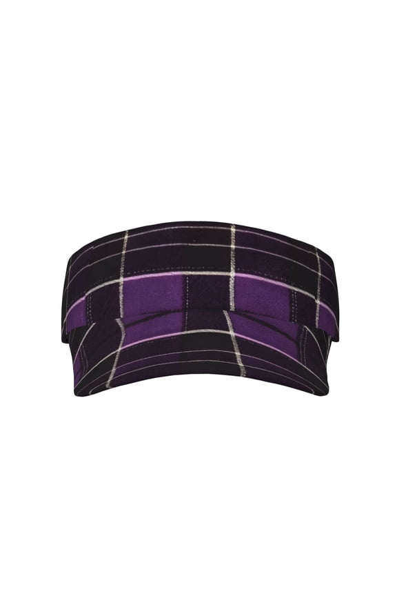This Unisex Sunshade Open-Top Hat Features An Open-Top Design That Is Not Stuffy And Has A Curved Eave Purple Buffalo Plaid Check Tartan Scotland_1