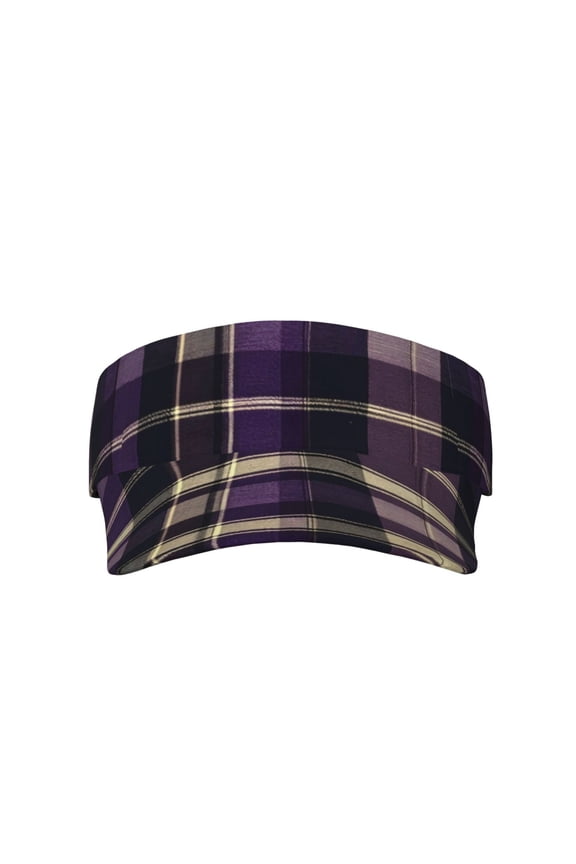 This Unisex Sunshade Open-Top Hat Features An Open-Top Design That Is Not Stuffy And Has A Curved Eave Purple Buffalo Plaid Check Tartan Scotland_3