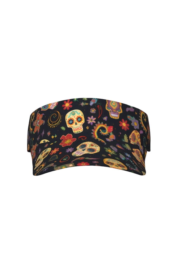 This Unisex Sunshade Open-Top Hat Features An Open-Top Design That Is Not Stuffy And Has A Curved Eave Retro Skull Head Flower
