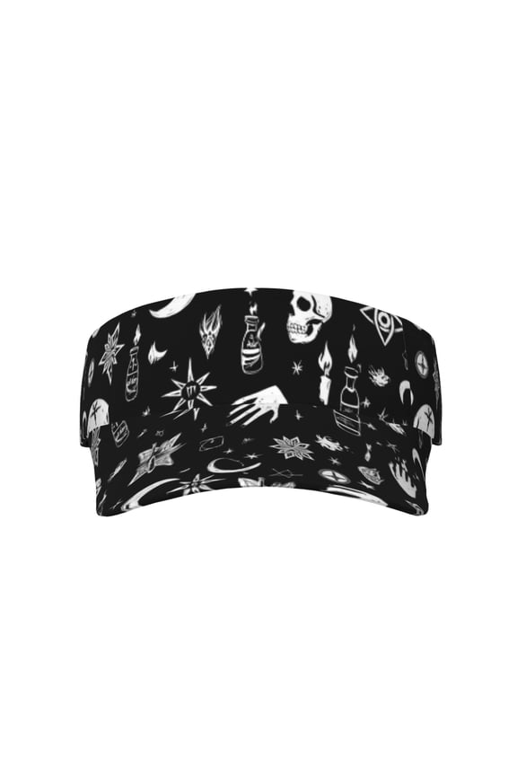 This Unisex Sunshade Open-Top Hat Features An Open-Top Design That Is Not Stuffy And Has A Curved Eave Retro Skull Head