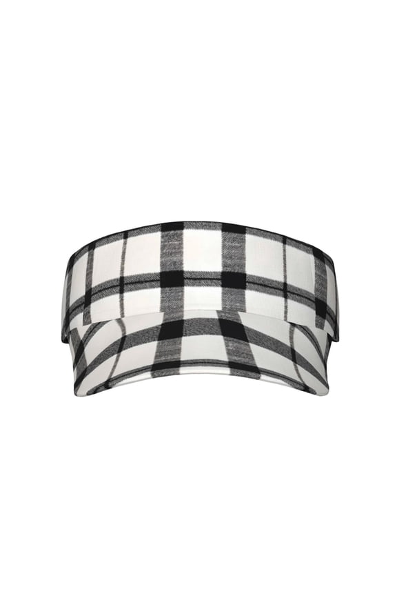 This Unisex Sunshade Open-Top Hat Features An Open-Top Design That Is Not Stuffy And Has A Curved Eave White Buffalo Plaid Check Tartan Scotland_2