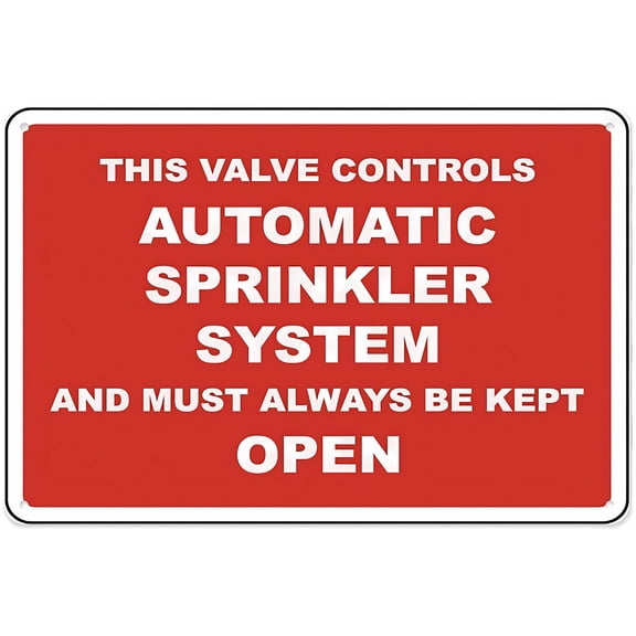 This Valve Controls Automatic Sprinkler System Sign - 8"x12" Aluminum Tin Warning Sign for Home Outdoor Garden, Fire Sprinkler, Valve Control