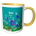 thumbnail image 1 of 3drose, This Vibrant Artwork of Fish under the Sea Is Personalized with the Name Ian, 11oz Two-tone Yellow Mug, 1 of 6