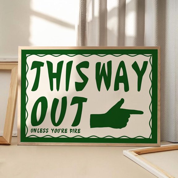 This Way Out Poster Trendy Wall Apartment Aesthetic Decor Retro Home Decored
