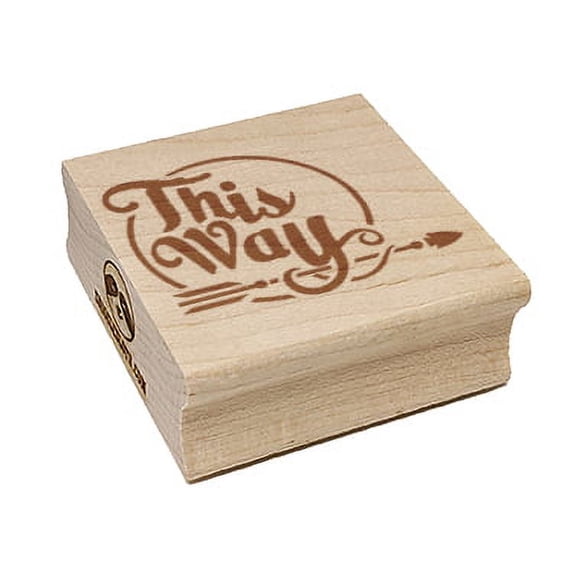 This Way Script Text Arrow Pointing Square Rubber Stamp Stamping Scrapbooking Crafting - Medium 1.75in