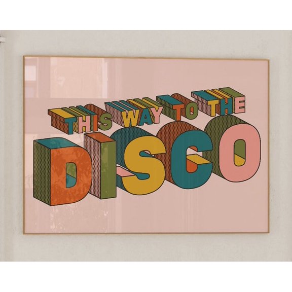 This Way To The Disco Wall Art Print, Unframed Paper Poster 8x10in