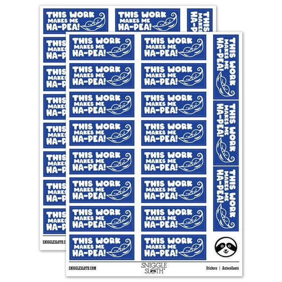 This Work Makes Me Ha-Pea Happy Teacher Student School Sticker Set - Dark Blue - Matte Finish - 2.00" Large
