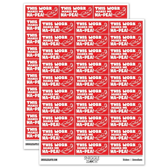 This Work Makes Me Ha-Pea Happy Teacher Student School Sticker Set - Red - Matte Finish - 1.75" Medium