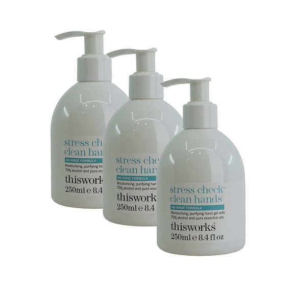 ThisWorks Stress Check Clean Hands Moisturizing, Purifying Hand Gel 8.4 oz Set of 3