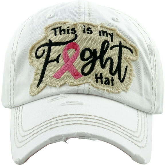 This is Fight Hat Pink Ribbon Distressed Vintage Washed Baseball Cap Hat Breast Cancer