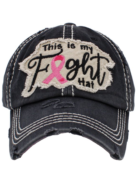 This is Fight Hat Pink Ribbon Distressed Vintage Washed Baseball Cap Hat Breast Cancer