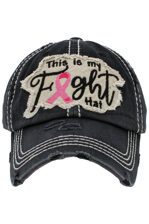 This is Fight Hat Pink Ribbon Distressed Vintage Washed Baseball Cap Hat Breast Cancer