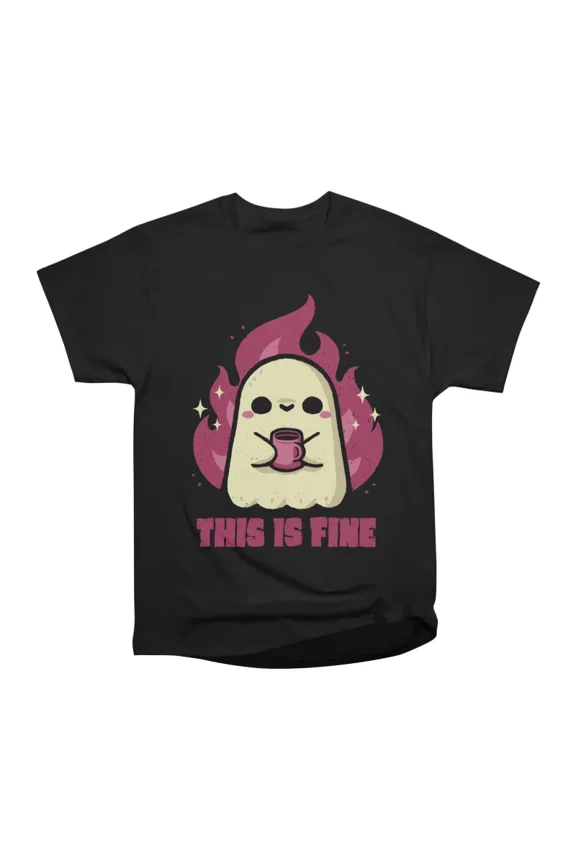 This is Fine Ghost Coffee T-Shirt Tee Gift For Him Merch For Her Apparel For Friend
