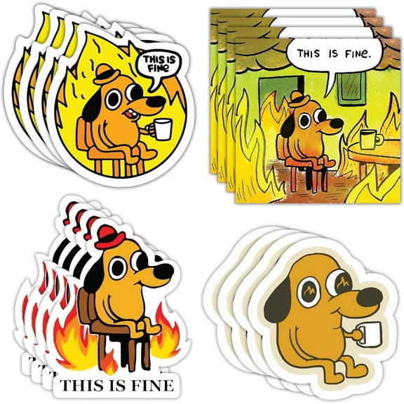 This is Fine Morale Meme Sticker Assorted 16 Pack for Cars, Trucks, Windows, Scrapbooking, Laptop in Support of Military, Tactical Fire Dog