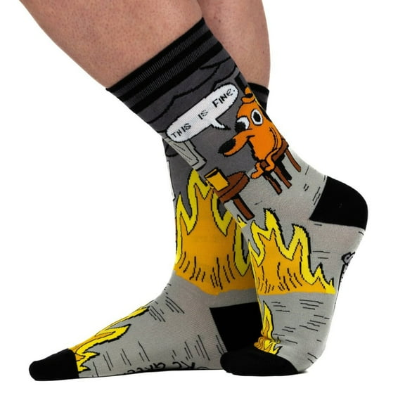 This is Fine: Noir Edition Crew Socks