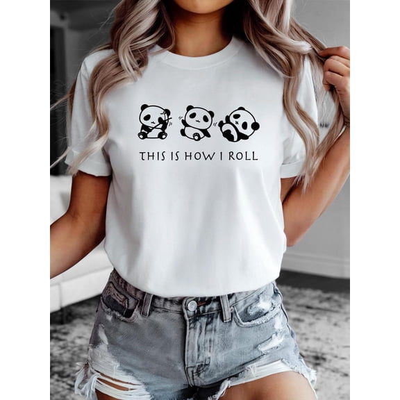 This is How I Roll Shirt, Panda Lover T Shirt, Panda Shirt, Panda T-Shirt, Women, Her, Animal Tee, Cute Animal T-Shirt Tshirt All Size S-5XL