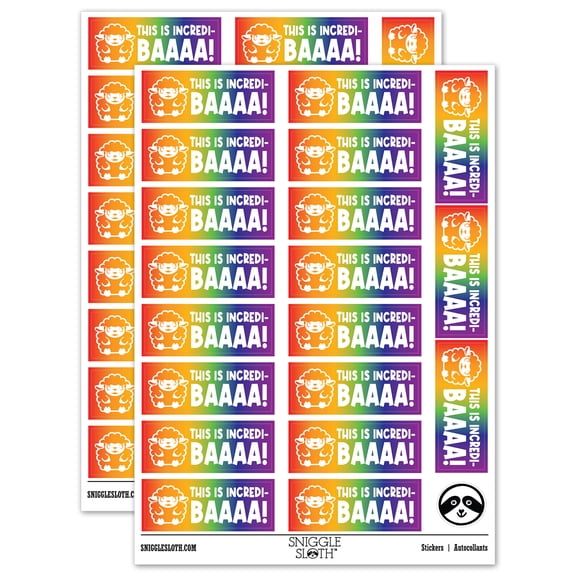 This is Incredi-baaaa Incredible Sheep Lamb Teacher Student School Sticker Set - Rainbow - Gloss Finish - 2.00" Large