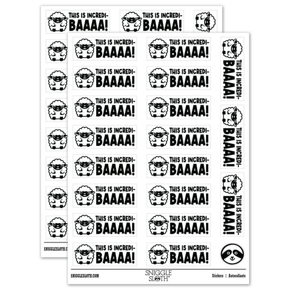 This is Incredi-baaaa Incredible Sheep Lamb Teacher Student School Sticker Set - White - Matte Finish - 2.00" Large
