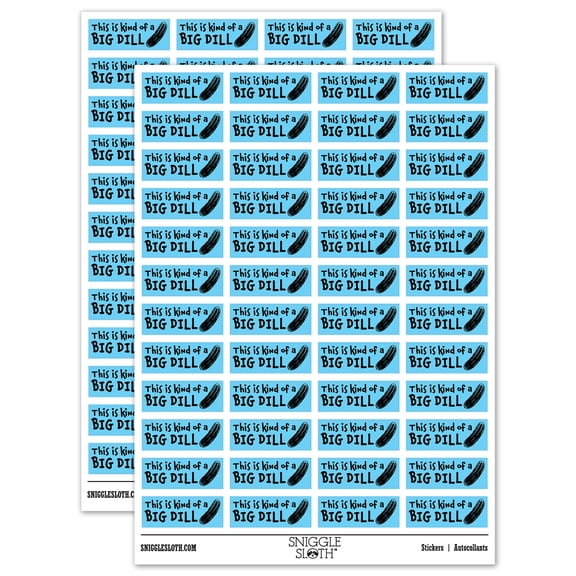 This is Kind of a Big Dill Deal Pickle Teacher Student School Sticker Set - Light Blue - Gloss Finish - 1.25" Mini