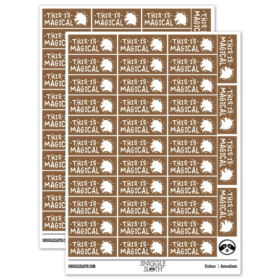 This is Magical Unicorn Teacher Student School Sticker Set - Brown - Matte Finish - 1.5" Small