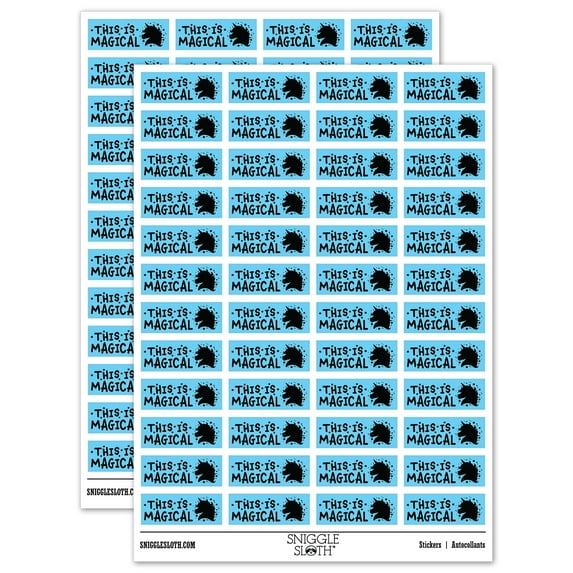 This is Magical Unicorn Teacher Student School Sticker Set - Light Blue - Matte Finish - 1.25" Mini