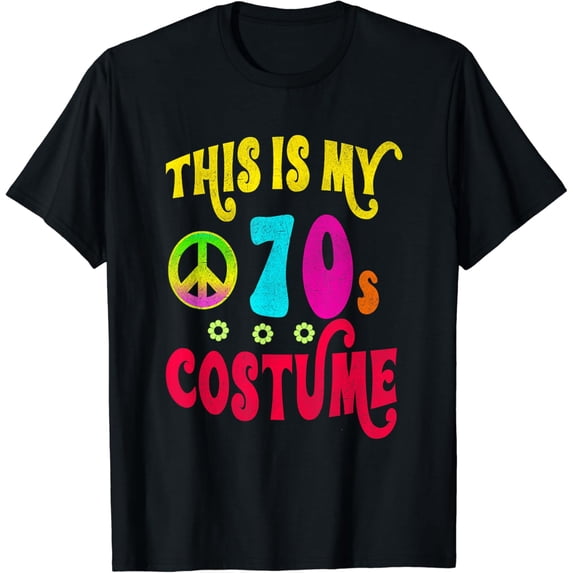 This is My 70s Costume Funny Groovy Peace Halloween T-Shirt Black Medium