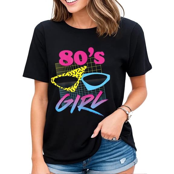 This is My 80s Shirt Women Girl Costume Party T-Shirt Black 3X-Large