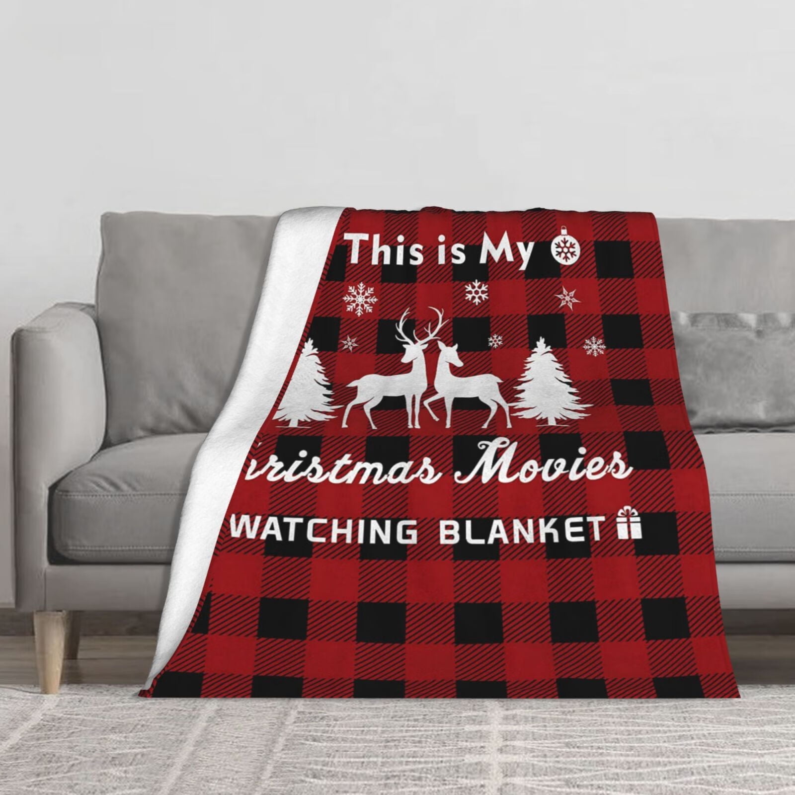 JOOCAR Christmas Movie Watching Blanket, Super Soft Flannel Fleece