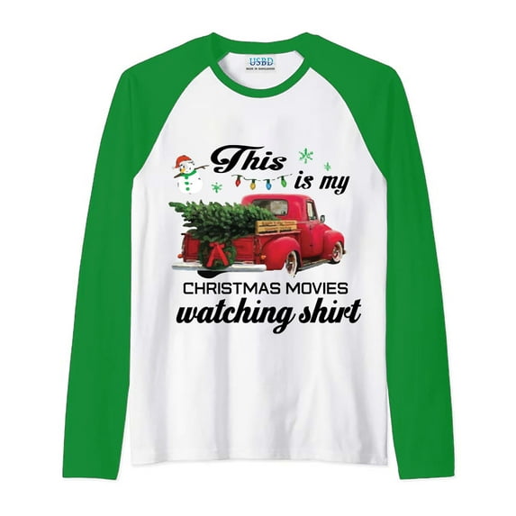 This is My Christmas Movie Watching Shirt For Men Long Sleeve Christmas Graphic Tee Shirts Top Size: Medium, Color: Tree green